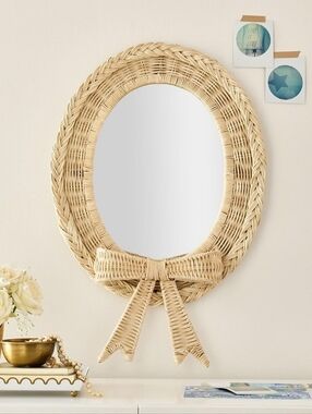 NWT LoveShackFancy No Nails Rattan Bow Mirror (18"x28")LoveShackFancy No Nails R